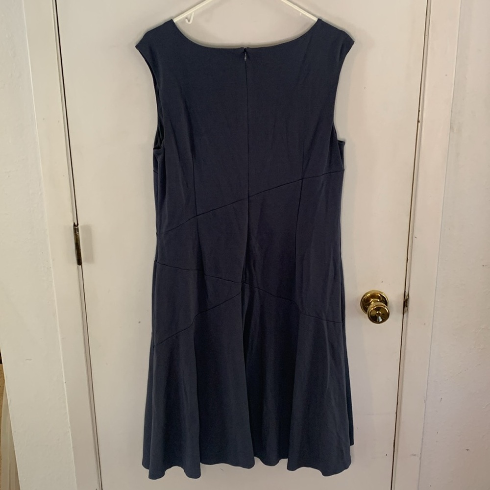 Ann Taylor steel blue sleeveless dress with asymmetrical panels Size 14 - Picture 8 of 9